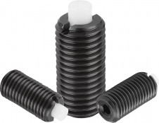 Spring plungers – Spring plungers with internal hexagon and flattened POM pressure element, steel